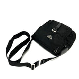 PRADA Shoulder Bag Tessuto Bag Triangle logo front pocket Nylon BT0693 black Women Used Authentic