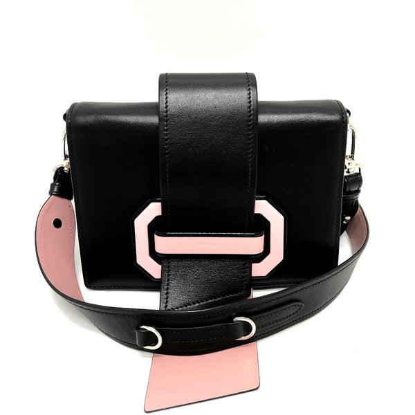 PRADA Shoulder Bag Clutch bag 2WAY bag ribbon leather 1BD067 black Women Used Authentic