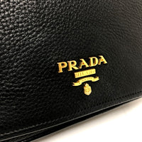 PRADA Shoulder Bag Crossbody bag Vitello Phoenix leather 1BD063 black Women Used Authentic