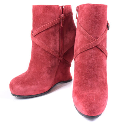 BOTTEGAVENETA Booties Suede Red boots Women 37 Used Authentic