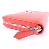 FENDI Long Wallet Purse Zip Around Dot com Calfskin Red Women Used Authentic
