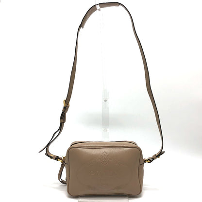 PRADA Shoulder Bag 1BH089 leather beige logo GLACE CALF CAMMEO Women Used Authentic