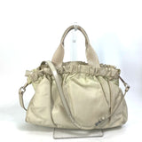 PRADA Handbag 2WAYShoulder Bag Crossbody triangle logo triangle logo Nylon / leather BN1631 Light beige Women Used Authentic