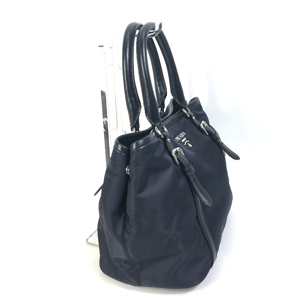 PRADA Handbag BN1841 Nylon leather Navy logo Women Used Authentic