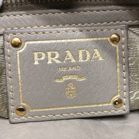 PRADA Tote Bag 2WAY bag logo leather BN1777 gray Women Used Authentic