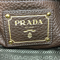 PRADA Tote Bag Bag Logo All Leather leather BR4970 Brown Women Used Authentic