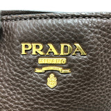 PRADA Tote Bag Bag Logo All Leather leather BR4970 Brown Women Used Authentic