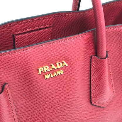 PRADA Handbag BN2729 Safiano leather Red Front pocket Women Used Authentic