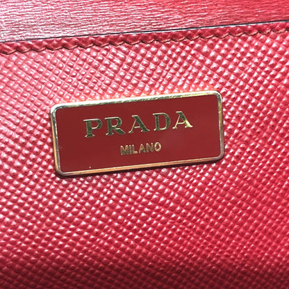 PRADA Handbag BN2729 Safiano leather Red Front pocket Women Used Authentic