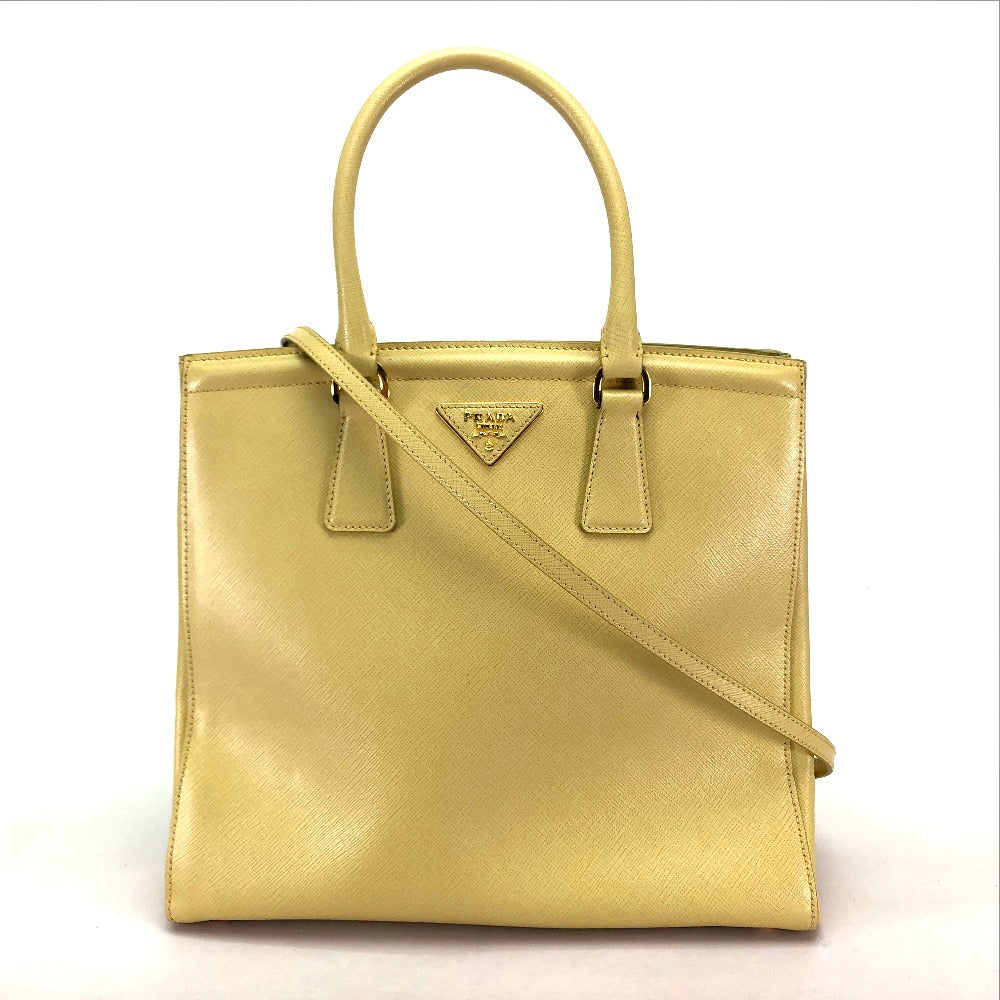 PRADA Handbag B2411M Safiano leather yellow Shoulder Bag Women Used Authentic