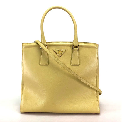 PRADA Handbag B2411M Safiano leather yellow Shoulder Bag Women Used Authentic