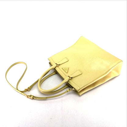 PRADA Handbag B2411M Safiano leather yellow Shoulder Bag Women Used Authentic