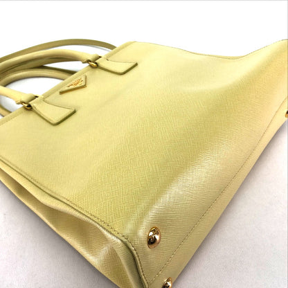 PRADA Handbag B2411M Safiano leather yellow Shoulder Bag Women Used Authentic