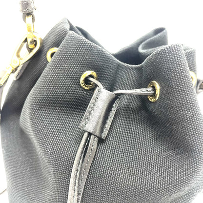 PRADA Handbag 1BE040 Canvas / leather black Triangle logo Basket bag Women Used Authentic