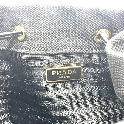 PRADA Handbag 1BE040 Canvas / leather black Triangle logo Basket bag Women Used Authentic