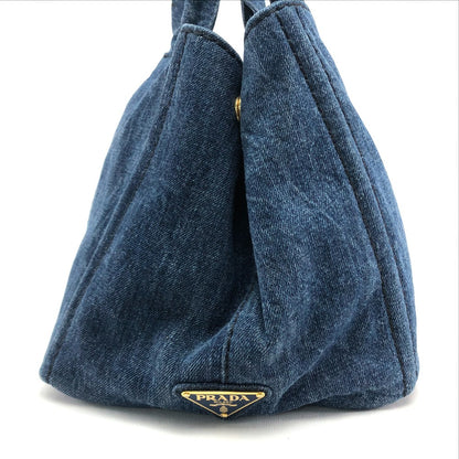 PRADA Handbag B1877B denim denim blue Canapa Women Used Authentic