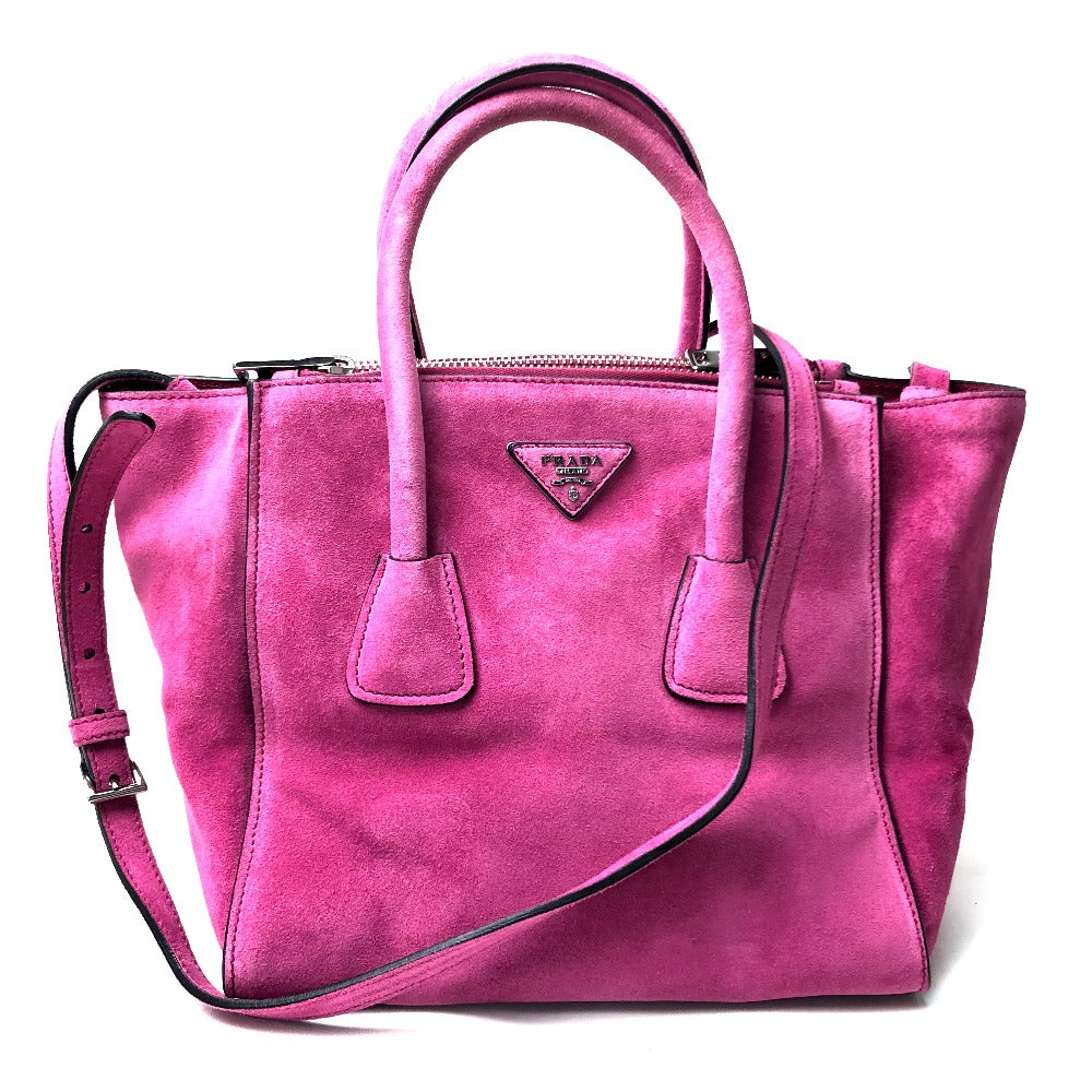 PRADA Handbag BN2625 Suede suede pink SCAMOSCIATO Women Used Authentic