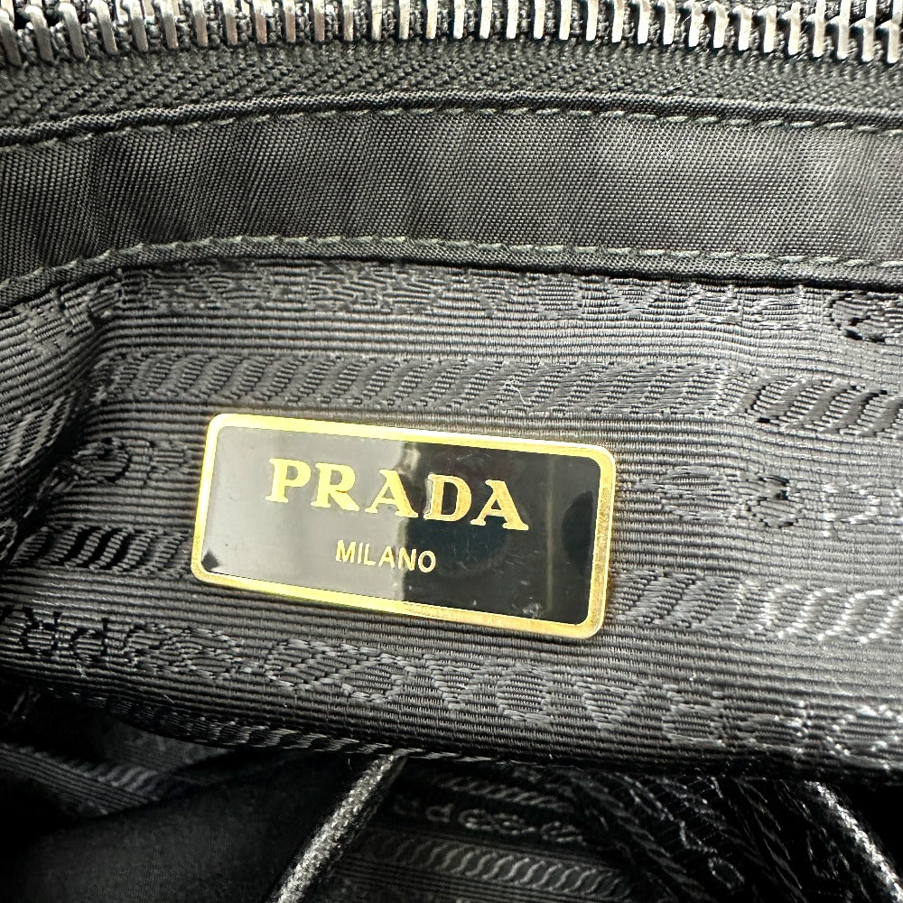 PRADA Tote Bag 1BG065 Nylon/velor black Kaye trompe l'oeil Women Used Authentic