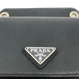 PRADA Shoulder Bag Shoulder pouch Triangle Phone Case Safiano leather 2ZH068 black mens Used Authentic