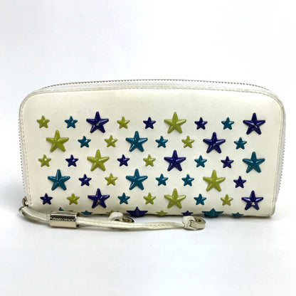 JIMMY CHOO Long Wallet Purse leather off white Brand miscellaneous goods Star studs Women Used Authentic