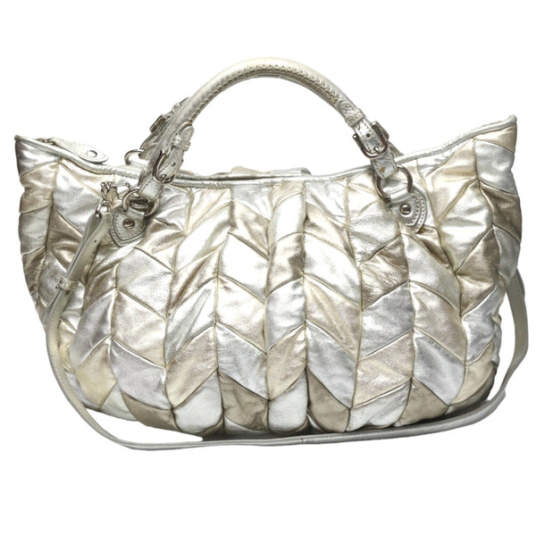 MIUMIU Shoulder Bag MIUMIU 2WAY nappa patch 2 bag Calfskin Silverx Gold Women Used Authentic