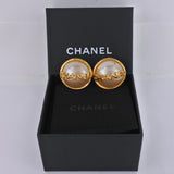 CHANEL Earring Plated Gold, Faux Pearl gold Women Used Authentic