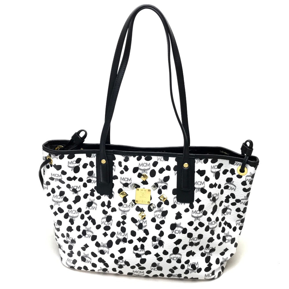 MCM Tote Bag Coated leather black LOVELESS collaboration dalmatian studs Women Used Authentic