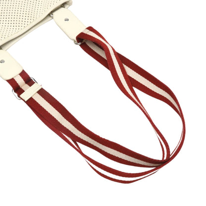 BALLY Shoulder Bag Punching leather white Punching leather Diagonal Shoulder belt Women Used Authentic