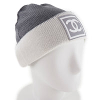 CHANEL Knit cap Sports line COCO Mark Wool, Silk, Cashmere White Women Used Authentic