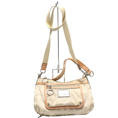 COACH Shoulder Bag F14562 leather beige Poppy Signature 2WAY Women Used Authentic