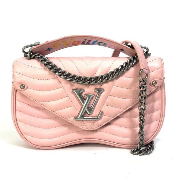 LOUIS VUITTON Shoulder Bag 2WAY handbag Crossbody New Wave Chain Bag MM leather M51944 pink Women Used Authentic