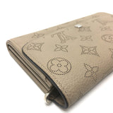 LOUIS VUITTON Folded wallet M60144 monogram mahina leather beige Portefeuille Iris Women Used Authentic