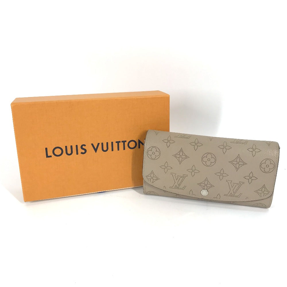 LOUIS VUITTON Long Wallet Purse M60144 Mahina leather beige Monogram Mahina Portefeuille Iris Women Used Authentic