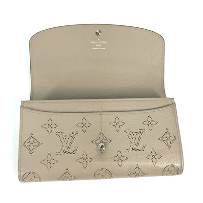 LOUIS VUITTON Long Wallet Purse M60144 Mahina leather beige Monogram Mahina Portefeuille Iris Women Used Authentic