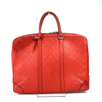 LOUIS VUITTON Business bag N41143 Damier Anfini Leather Red Damier Anfini Porto Document Voyage PDV mens Used Authentic