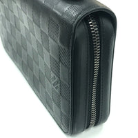 LOUIS VUITTON Long Wallet Purse N61254 Damier Anfini Leather black Damier Anfini Zippy XL mens Used Authentic