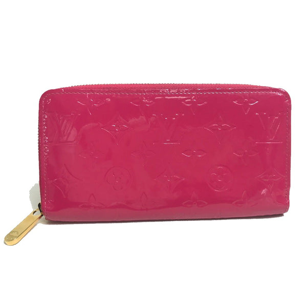LOUIS VUITTON Long Wallet Purse M91597 Monogram Vernis pink Monogram Vernis Zippy wallet Women Used Authentic