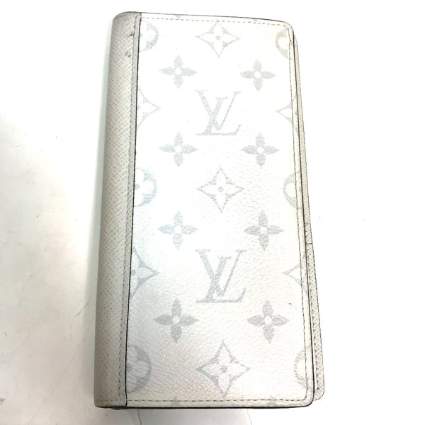 LOUIS VUITTON Long Wallet Purse Two fold Taigalama Portefeuille Braza Taiga Leather Monogram Canvas M30298 white mens Used Authentic