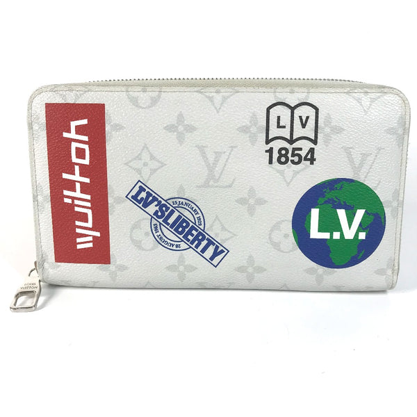 LOUIS VUITTON Long Wallet Purse M67824 Monogram canvas white monogram logo story Zippy Organizer mens Used Authentic