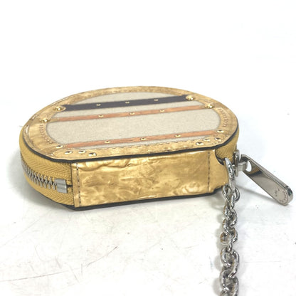 LOUIS VUITTON Coin case M52747 leather beige Wallet Coin Pocket with Chain Micro-Bowat-Shapo mens Used Authentic