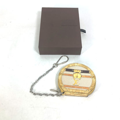 LOUIS VUITTON Coin case M52747 leather beige Wallet Coin Pocket with Chain Micro-Bowat-Shapo mens Used Authentic