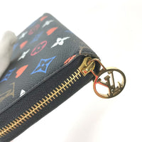 LOUIS VUITTON Long Wallet Purse M80323 leather black game on monogram Zippy wallet Women Used Authentic