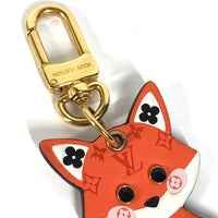 LOUIS VUITTON key ring Bag Charms Accessories animal Portocle Cute Fox leather M69015 Orange Women Used Authentic
