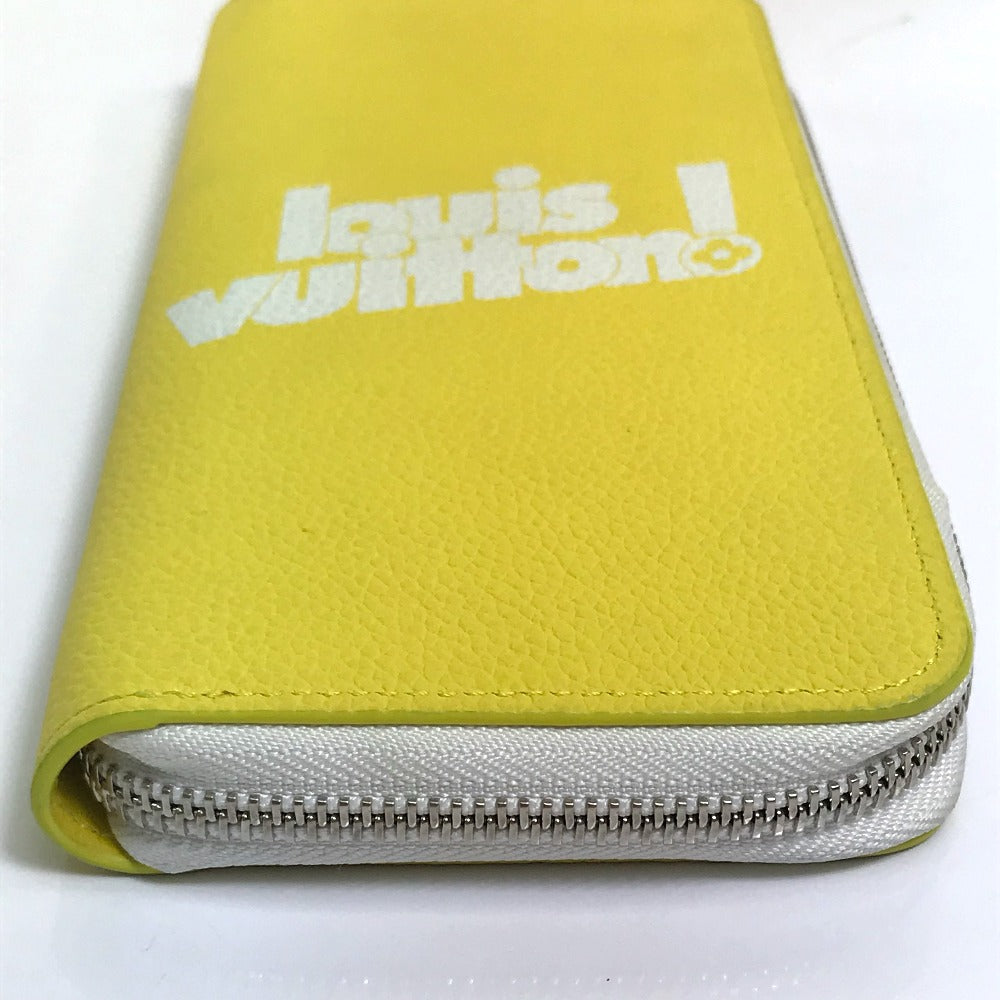 LOUIS VUITTON Long Wallet Purse M80852 Taurillon Clemence Leather yellow logo Zippy Wallet Vertical mens Used Authentic