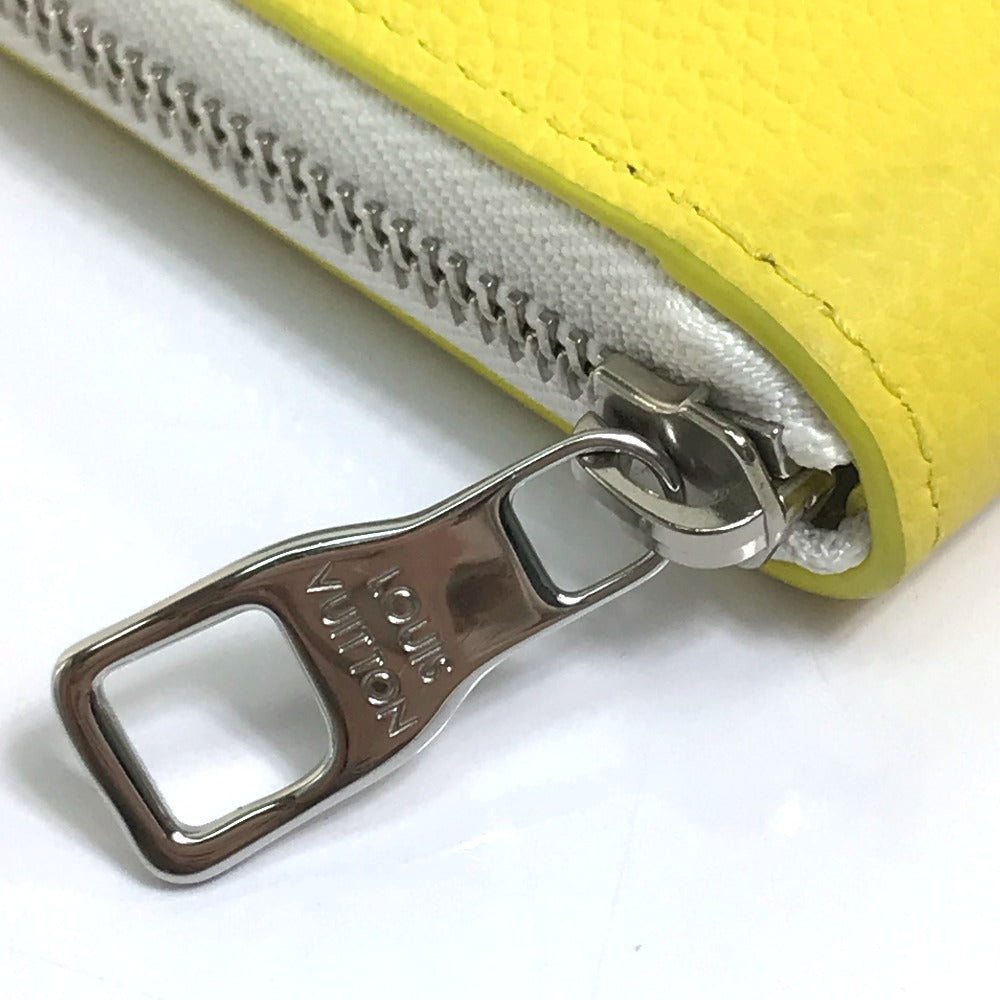 LOUIS VUITTON Long Wallet Purse M80852 Taurillon Clemence Leather yellow logo Zippy Wallet Vertical mens Used Authentic