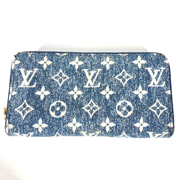 LOUIS VUITTON Long Wallet Purse M81226 denim blue Monogram jacquard denim Zippy wallet Women Used Authentic