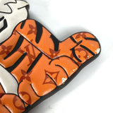 LOUIS VUITTON key ring Bag charm Porto Cle Tiger Tiger Animal leather M77174  Orange Women Used Authentic