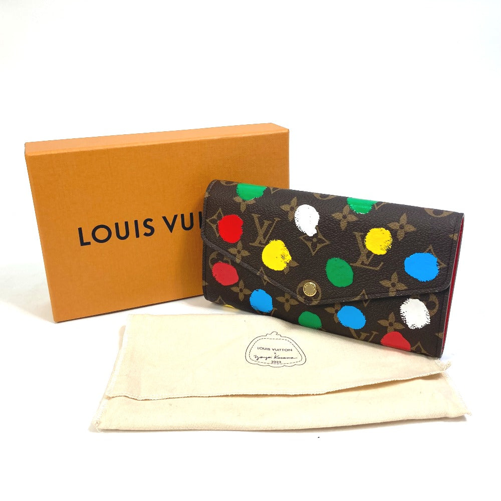 LOUIS VUITTON Long Wallet Purse M81980 Monogram canvas Brown LVxYK Yayoi Kusama Monogram Portefeuille Sarah NM Women Used Authentic