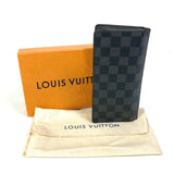 LOUIS VUITTON Long Wallet Purse N62655　 Damier Grafitto Canvas black Damier Grafitte Portefeuille Brazza mens Used Authentic
