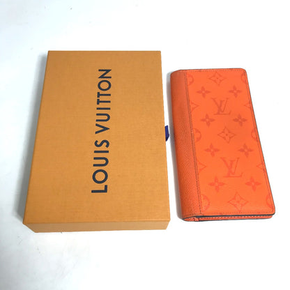 LOUIS VUITTON Long Wallet Purse M30427 Taiga Leather Monogram Canvas Orange Taigalama Portefeuille Brother NM mens Used Authentic